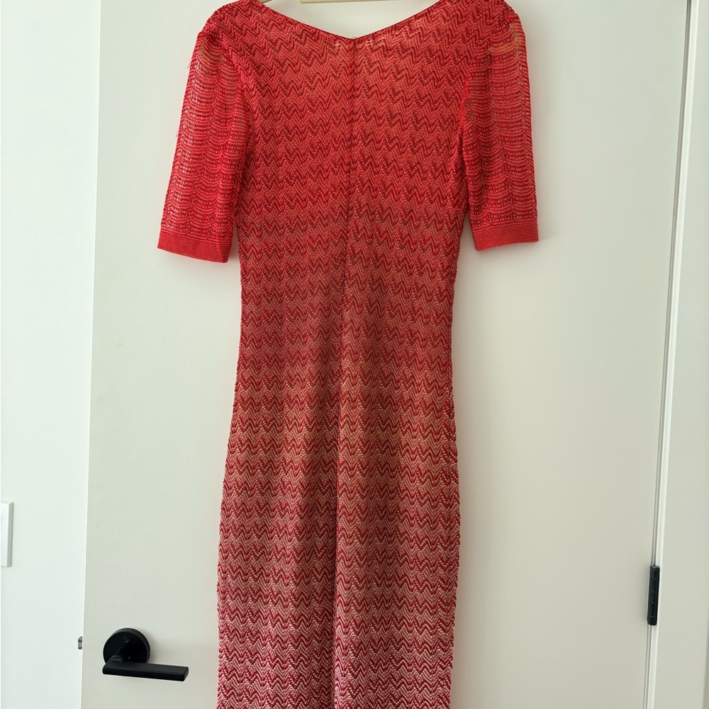 Missoni Red and White Knit Midi Dress - Picture 3 of 4